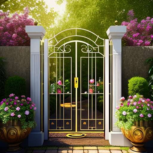 "Custom Garden Gate Illustration Midjourney Prompts - Create Your Own Whimsical Garden Scene" - Socialdraft
