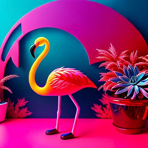 Glowing Flamingo Midjourney Image Prompt for Custom Art Creation - Socialdraft