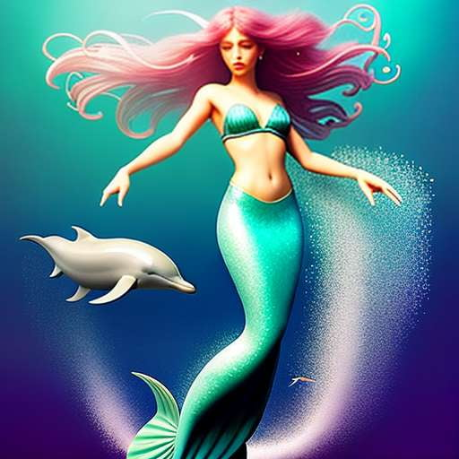 Mermaid and Dolphins Midjourney Prompt: Create your own Underwater Fantasy - Socialdraft
