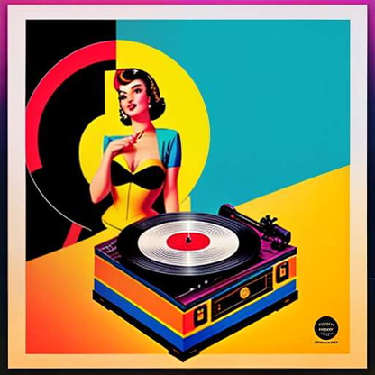 Vintage Record Player Pin-up Midjourney Prompt - Socialdraft
