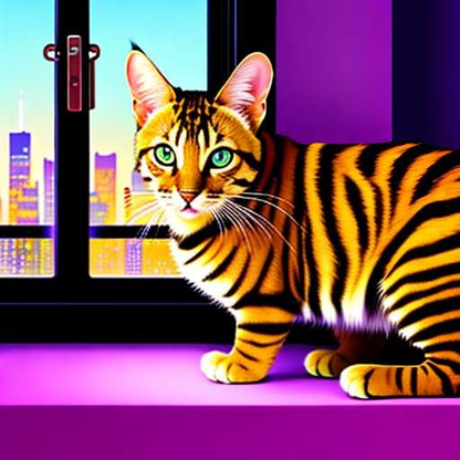 Toyger Cat Midjourney Window Gazing Prompt - Socialdraft