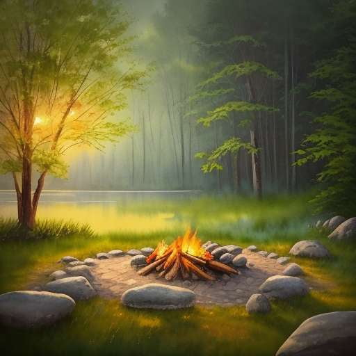 Midjourney Outdoor Mood Stone Campfires Prompt - Socialdraft