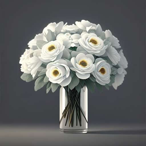 "Fine Art Flowers in White on Black Midjourney Prompt" - Socialdraft