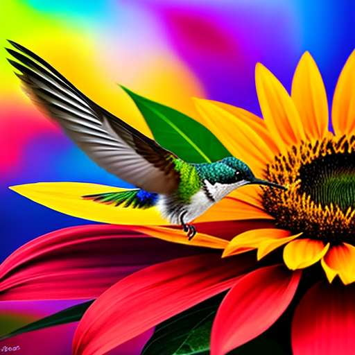 Sunflower Hummingbird Midjourney Creation for Custom Painting - Socialdraft
