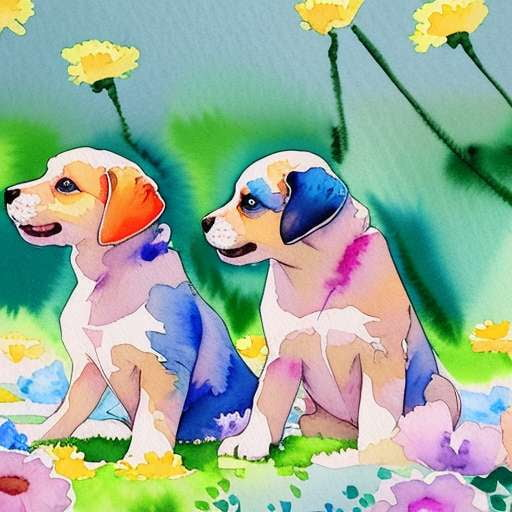 Puppies and Flowers Watercolor Tee Collection - Socialdraft