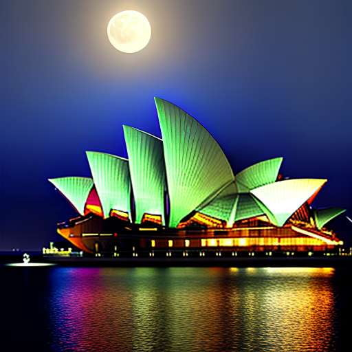Moonlit Opera House Midjourney Prompt - Create Your Own Stunning Nighttime Scenery - Socialdraft