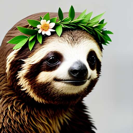 Sloth Flower Crown Midjourney Prompt - Customizable Animal Art - Socialdraft