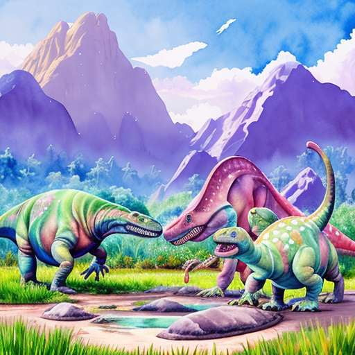 Dinosaur Adventure Watercolor Wall Art midjourney prompt - Socialdraft