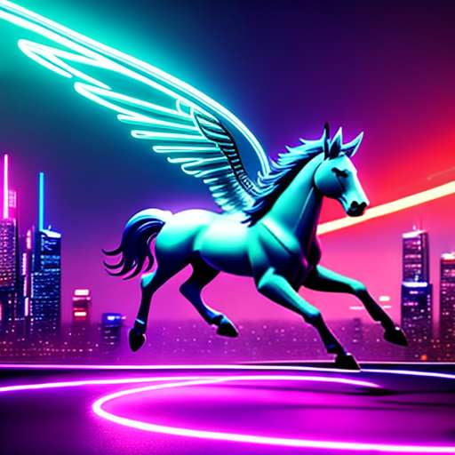Neon Pegasus Midjourney Prompt - Fantasy Art Image Generator - Socialdraft