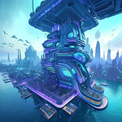 Midjourney Water City Concept Art - Socialdraft