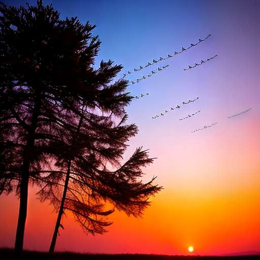Soaring Birds Midjourney Prompt - Sunset Flock Generation - Socialdraft
