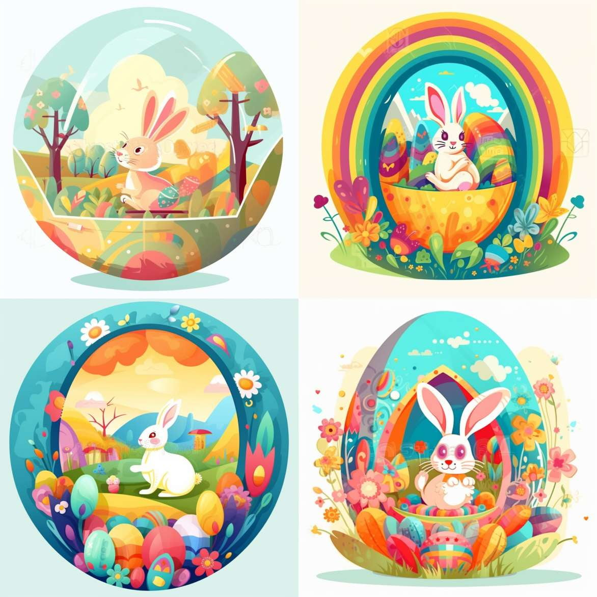 Cute Easter Bunny Illustrations - Socialdraft