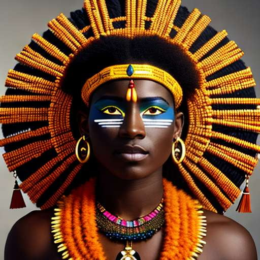 African Warrior Portrait Midjourney Prompt - Customizable Text-to-Image Model - Socialdraft