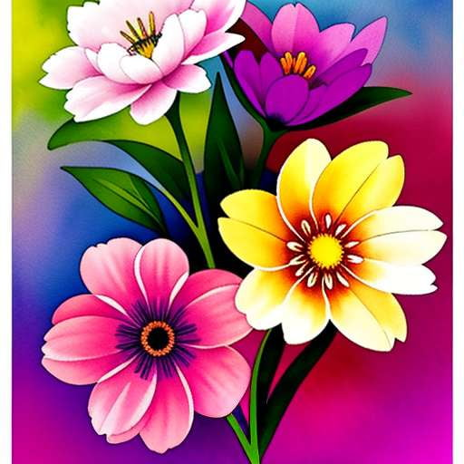Whimsical Flower Midjourney Illustration: Customize Your Own Floral Artwork - Socialdraft