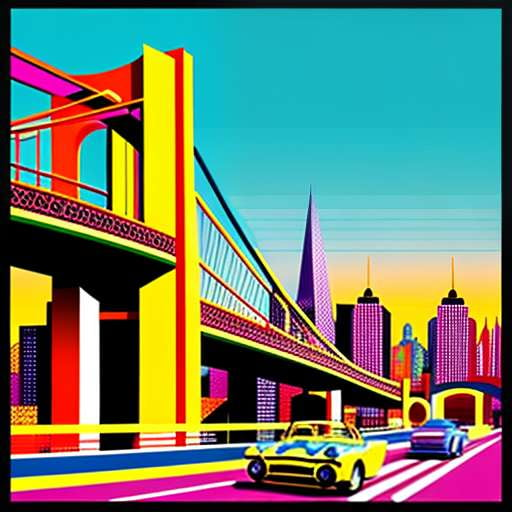 Pop Art Bridge with Cars - Midjourney Prompt for Custom Art Creation - Socialdraft