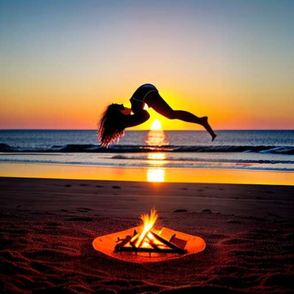 Beach Bonfire Acro Yoga Midjourney Image Prompt - Socialdraft
