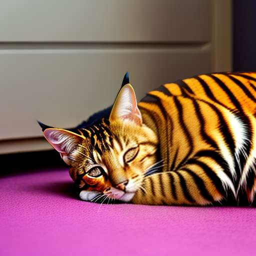 Toyger Kitty Sleeping Midjourney Prompt - Personalized Cat Art - Socialdraft