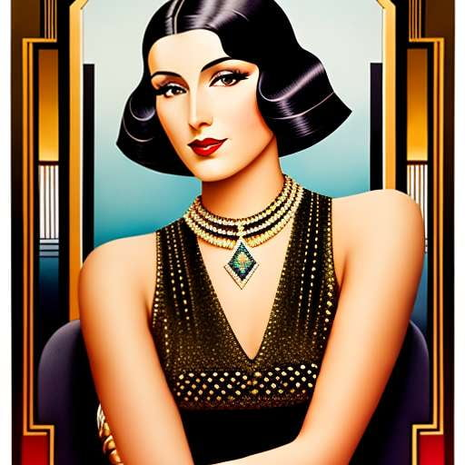 Art Deco Glamour - Female Portrait Midjourney Prompt - Socialdraft