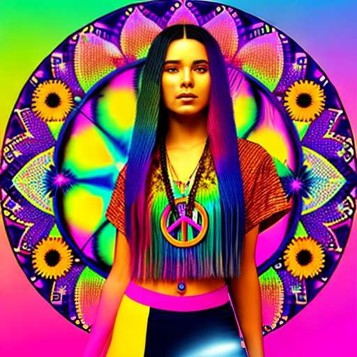 Hippie Midjourney T-Shirt Design Maker with Vibrant Colors - Socialdraft