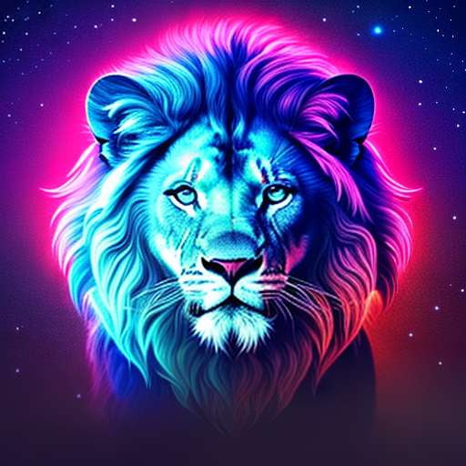 Lion in Psychedelic Night Sky Midjourney Prompt - Socialdraft