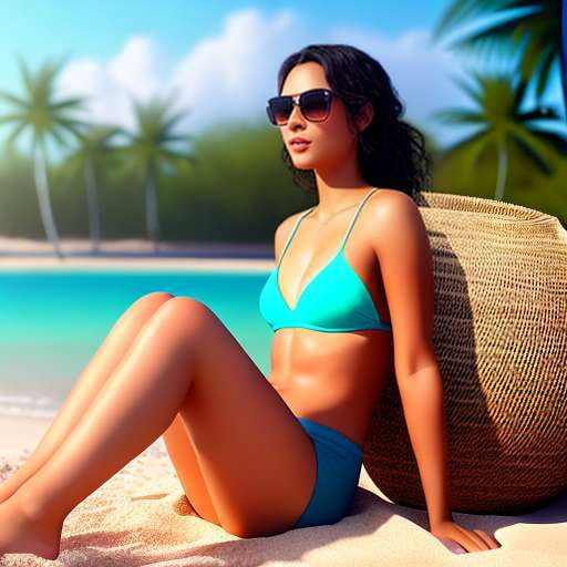 "Customizable Midjourney Swimsuit Prompt: Sunbathing Beauty" - Socialdraft