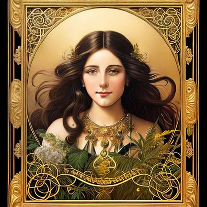 "Golden Art Nouveau Portrait Midjourney Prompt" - Socialdraft