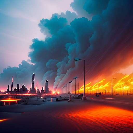 Fiery Sandstorm City Midjourney Prompt - Customizable Text to Image Creation - Socialdraft