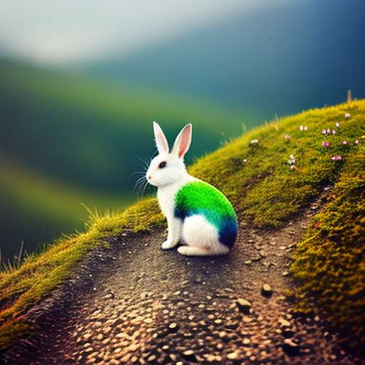 Bunny on Mountain Midjourney Image Prompt - Customizable Text-to-Image Artwork - Socialdraft