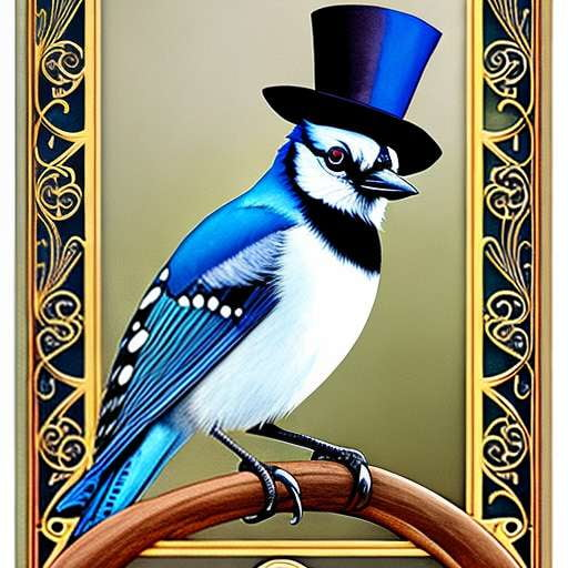 "Top Hat Blue Jay" - Customizable Midjourney Prompt for Image Creation - Socialdraft