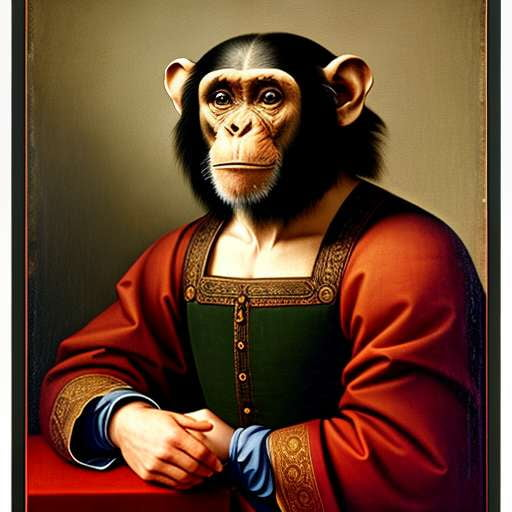 Renaissance Chimpanzee Midjourney Prompt: Customizable Art Creation - Socialdraft