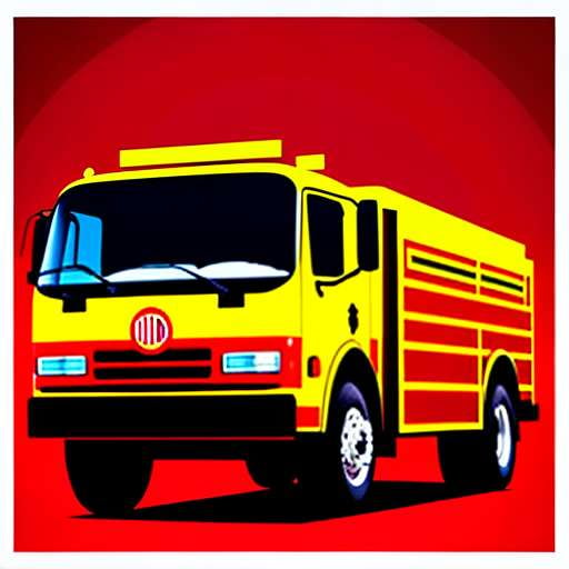 "Flaming Red Fire Engine" Midjourney Illustration Prompt - Socialdraft