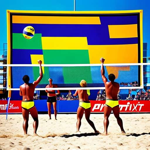 Beach Volleyball Championship Midjourney Prompt - Customizable Image Creation - Socialdraft