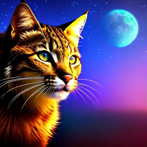 Wildcat in Psychedelic Night Sky Midjourney Prompt - Customizable Text-to-Image Creation for Unique Artistic Expression - Socialdraft
