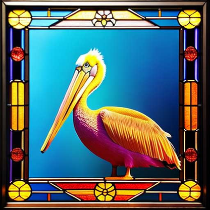 Pelican in the Bay Stained Glass Midjourney Prompt - Customizable Text-to-Image Art Creation Tool - Socialdraft