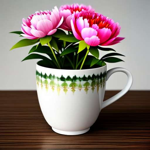 Peony Mug Midjourney Design: Create your own personalized floral mug - Socialdraft
