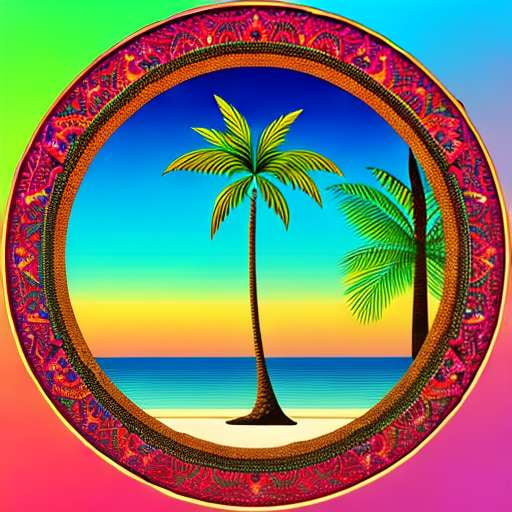 Palm Tree Mosaic Midjourney Prompt - Create Your Own Tropical Art Piece - Socialdraft