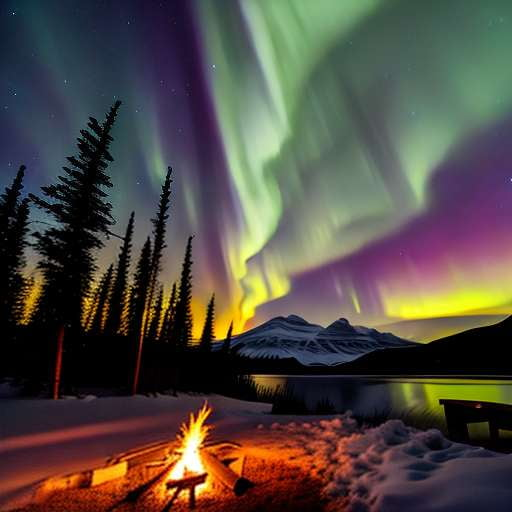 Aurora Borealis Campfire: Midjourney Prompt for Stunning Nature Scene - Socialdraft