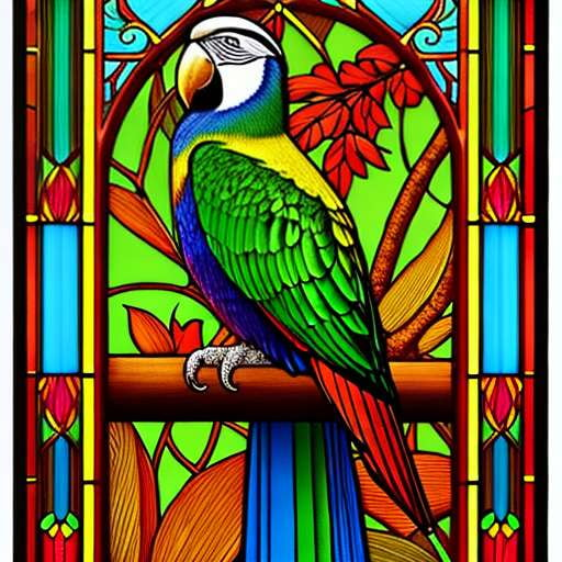 "Colorful Parrot" Stained Glass Midjourney Prompt - Socialdraft