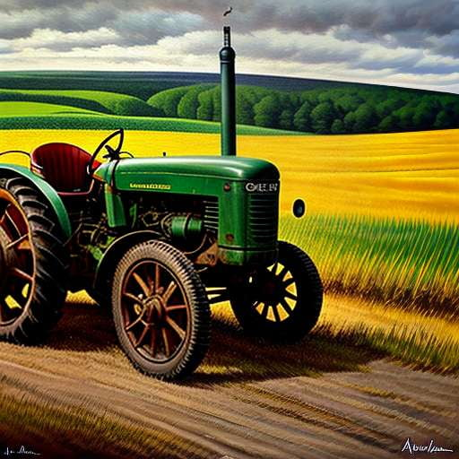 Tractor Portrait Midjourney Prompt - Customizable Agricultural Art - Socialdraft