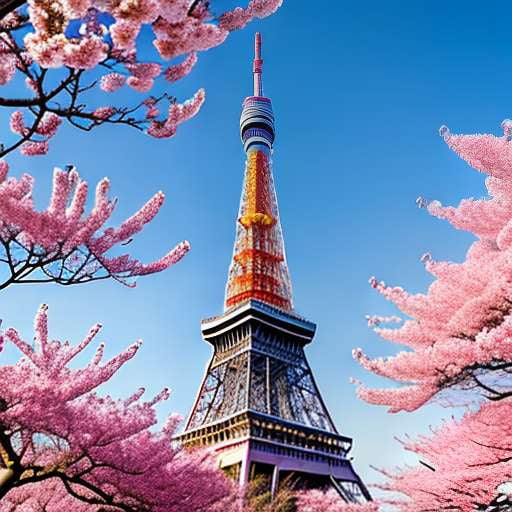 Cherry Blossom Tokyo Tower Midjourney Prompt - Socialdraft