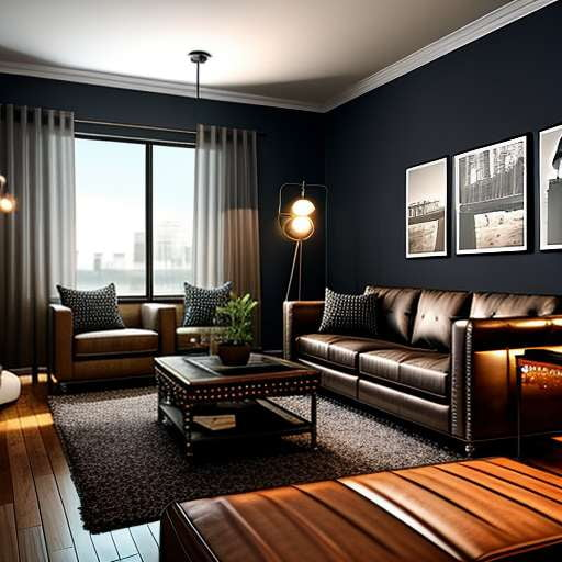 Industrial Living Room Midjourney Prompt - Customizable Interior Design Inspiration - Socialdraft