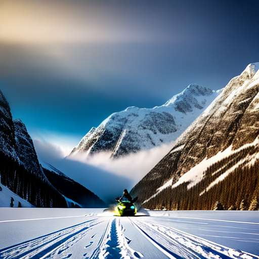 Fjord Snowmobiling Customizable Midjourney Prompt - Socialdraft