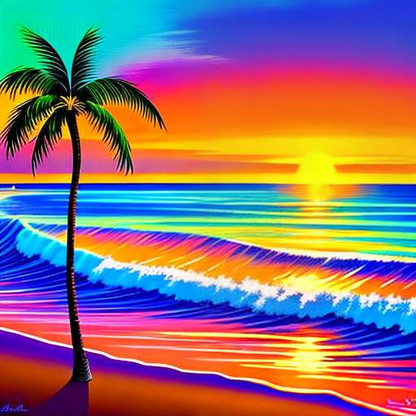 Palm Surfers Midjourney Prompt for Beach Inspired Art - Socialdraft