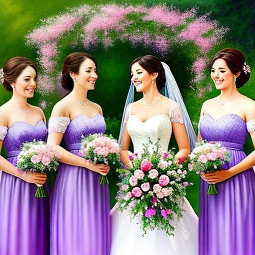 Bridal Party Midjourney Prompt - Customizable Bridal Party Illustration - Socialdraft