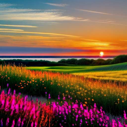 Sunset Landscape Embroidery Midjourney Prompt - Create Your Own Stunning Embroidery Design - Socialdraft