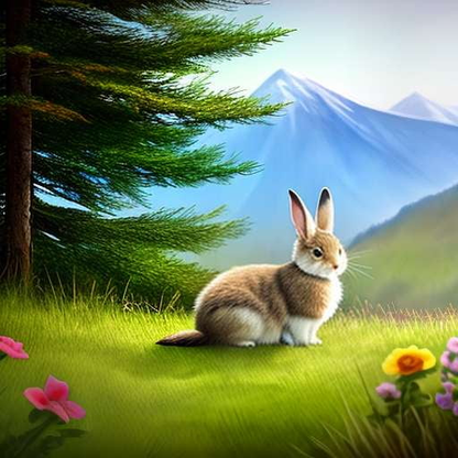 Wildlife Mountain Bunny Midjourney Prompt - Customizable Text-to-Image Creation - Socialdraft