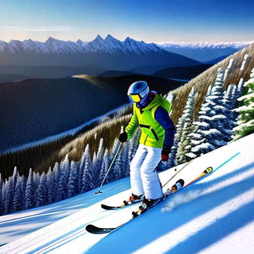 Midjourney Skiing with a View: Customizable Image Prompt for Mountain Adventures - Socialdraft