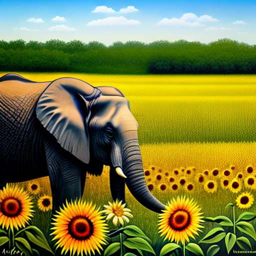 "Elephant and Sunflowers" Midjourney Text-to-Image Prompt - Socialdraft