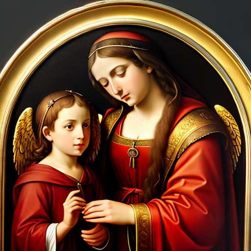 Midjourney Prompt: The Virgin and Child with St. John and an Angel Catholic Art Print - Socialdraft