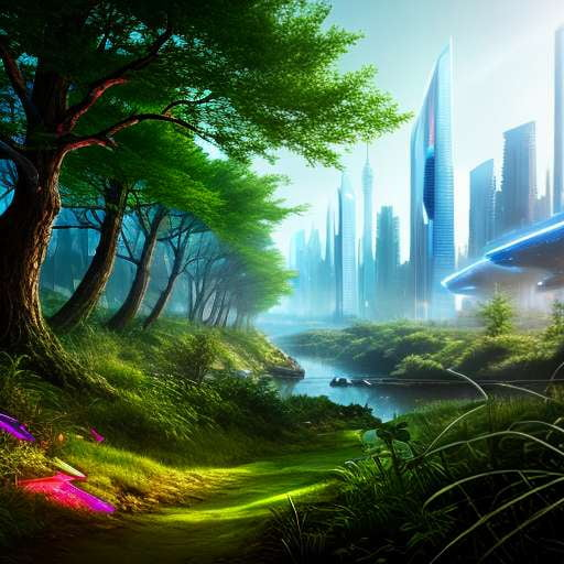 Cyber Forest Landscape Midjourney Prompt - Personalize Your Own Digital Nature Art - Socialdraft
